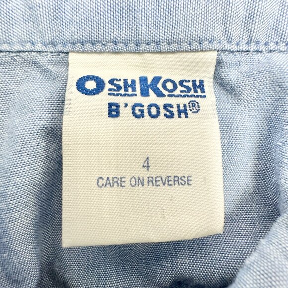OshKosh Bgosh Shirt Boys 4 Blue Short Sleeve Button Up (missing 1 button) - Picture 5 of 6